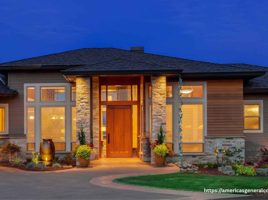 A beautifully remodeled raised ranch home featuring an inviting front entrance with stylish landscaping.